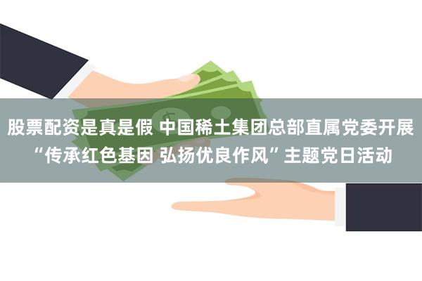 股票配资是真是假 中国稀土集团总部直属党委开展“传承红色基因 弘扬优良作风”主题党日活动