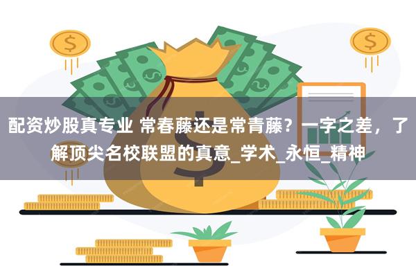 配资炒股真专业 常春藤还是常青藤？一字之差，了解顶尖名校联盟的真意_学术_永恒_精神